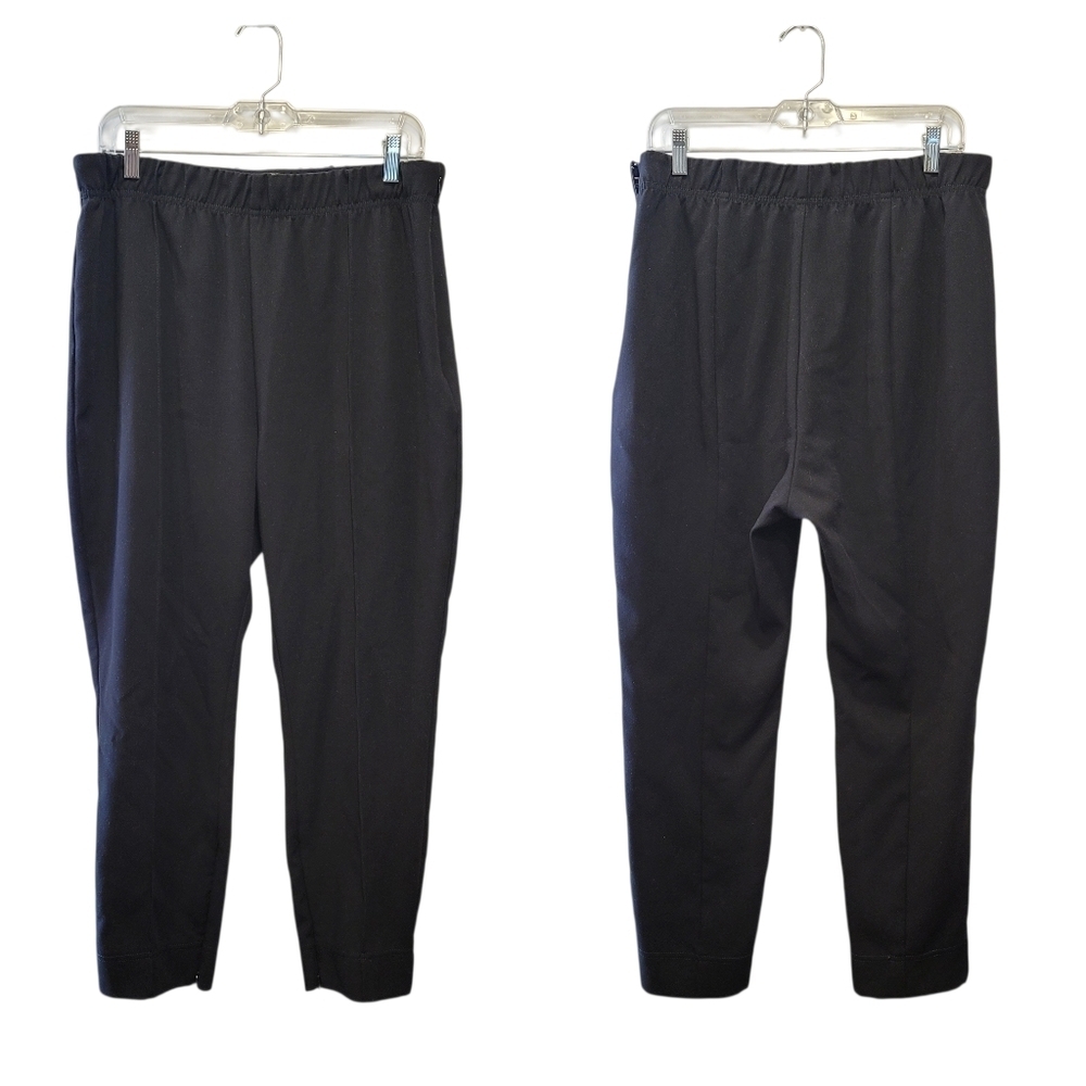 Sz XLP Black by Anthropologie Legging Trousers Side Zipper Zippered Ankles